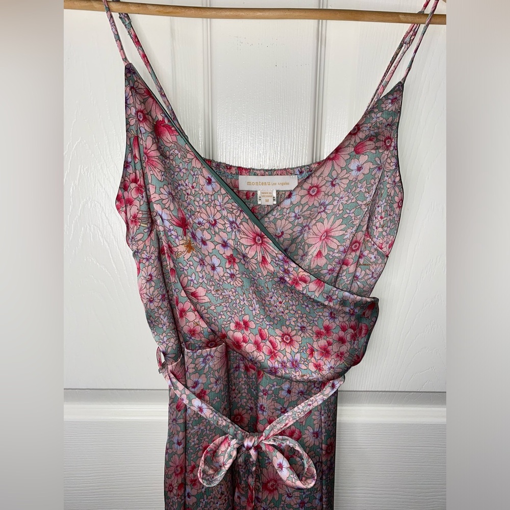 Monteau Floral Maxi Dress in Pink and Green - Picture 2 of 9